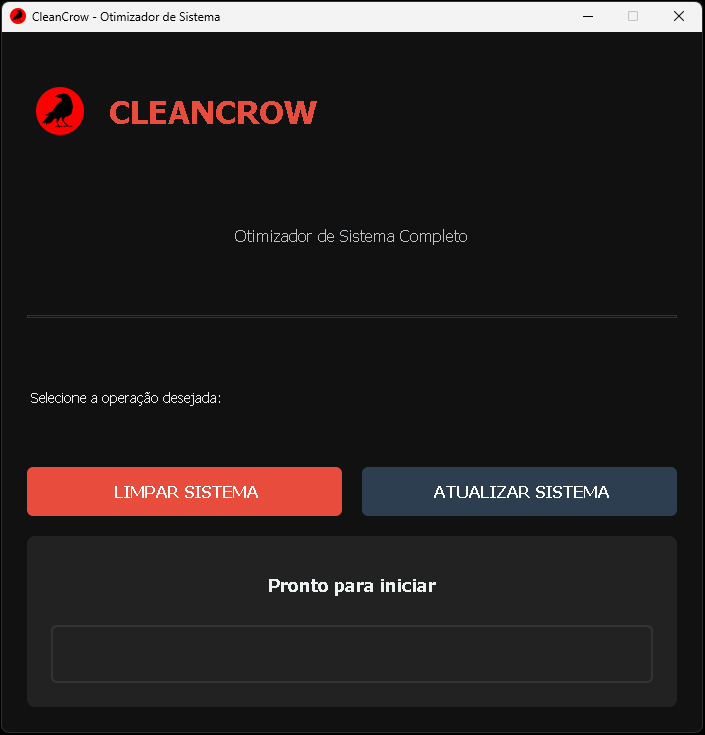 Tela Principal do CleanCrow